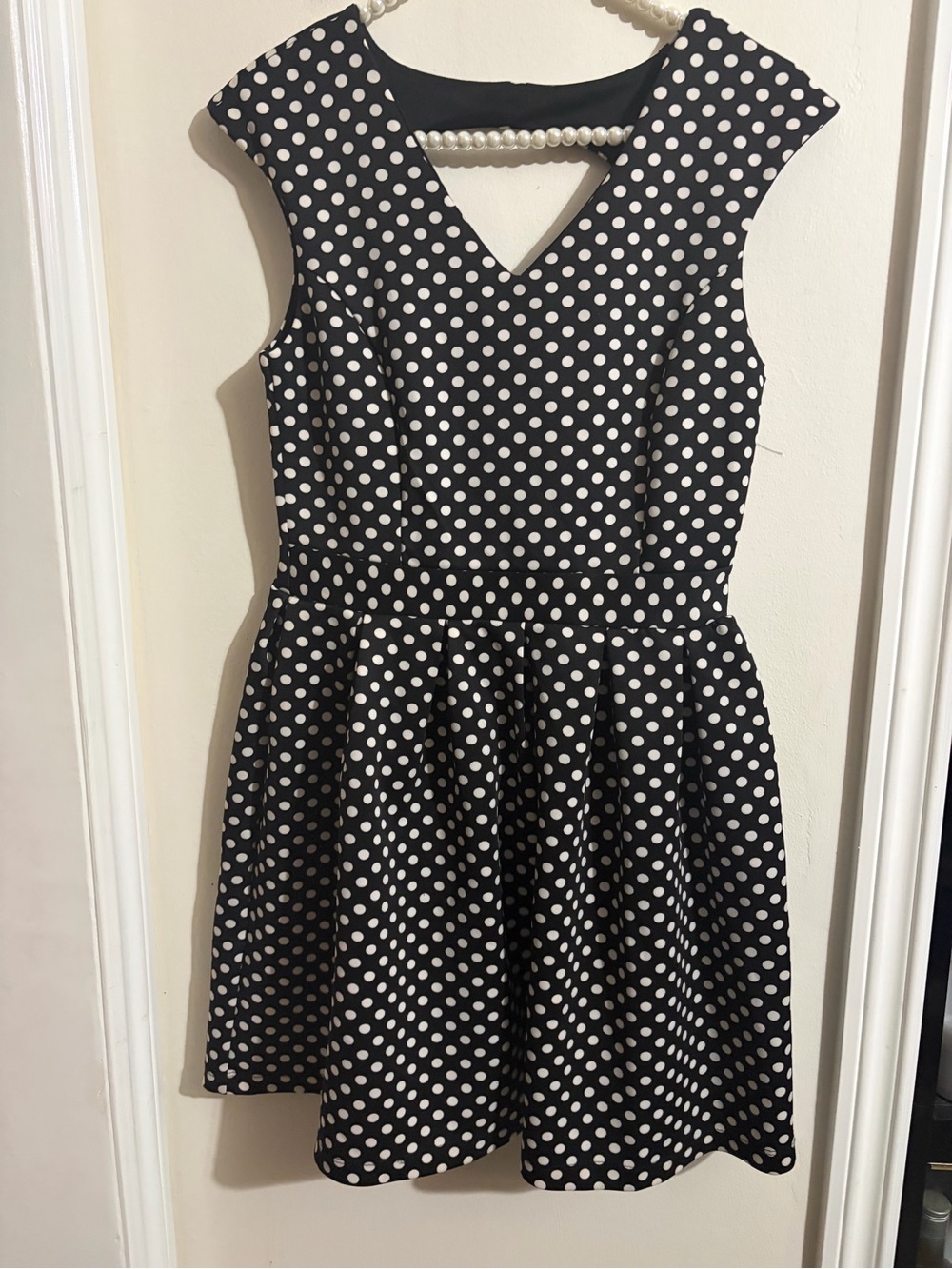 Windsor Black Dress with White Polka Dots